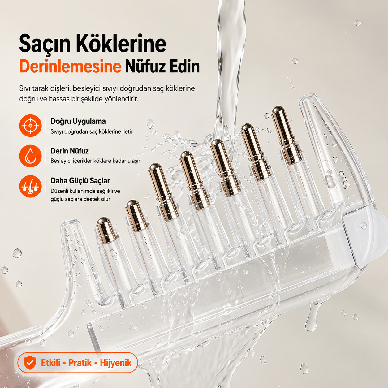Sıvı Hazneli Saç Derisi Bakım Tarağı