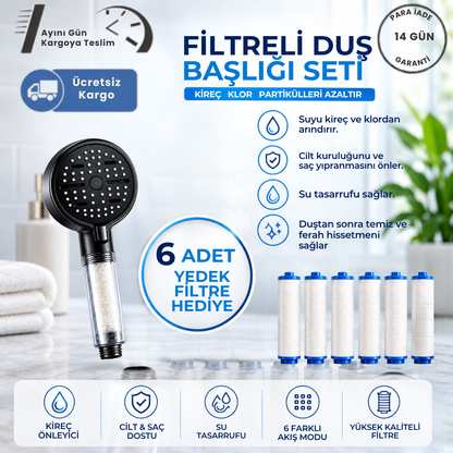 6 Fonksiyonlu Yeni Nesil Filtreli Duş Başlığı